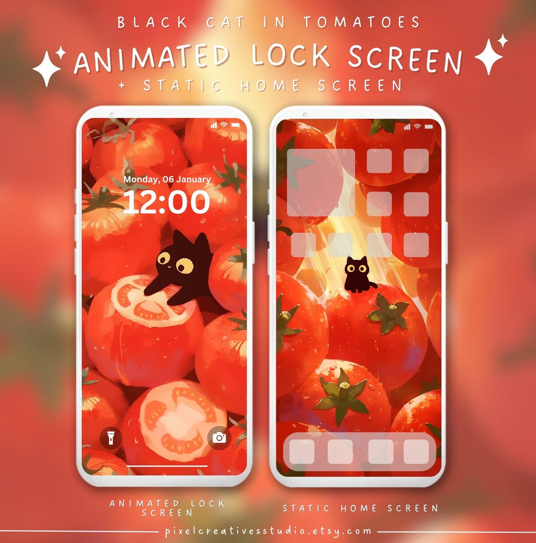 Black Cat Live Wallpaper Cozy Kawaii Cat Red Aesthetic Home Screen ...