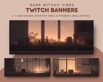 Dark witchy vibe twitch banners cozy witchcore art Witchy aesthetic warm glow scene for streamer dark aesthetic stream banner lofi aesthetic