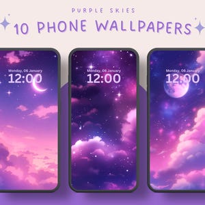 Fond d'écran de téléphone ciel violet fond d'anime violet fond d'écran ciel nocturne fond d'écran esthétique violet pour téléphone écran de verrouillage fond d'écran de téléphone mignon