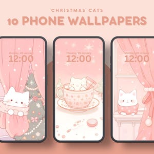 Christmas cat phone wallpapers holiday cat background kitten wallpaper xmas wallpaper cute cat wallpaper kawaii background anime wallpaper