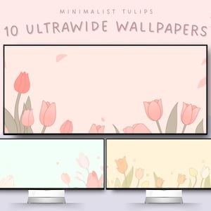 Minimalist tulips ultrawide wallpaper spring flowers wallpaper tulip field floral wallpaper tulips wallpaper cozy wallpaper 4k wallpaper
