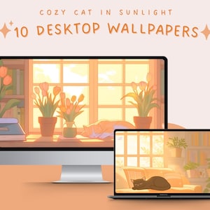 Cozy cat computer wallpapers cute cat and plant backgrounds kawaii 4k anime spring laptop macbook wallpapers kawaii desktop wallpapers