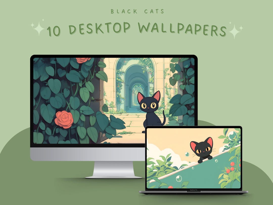 Black Cat Desktop Wallpaper Black Cat Wallpaper Kawaii Aesthetic Laptop ...