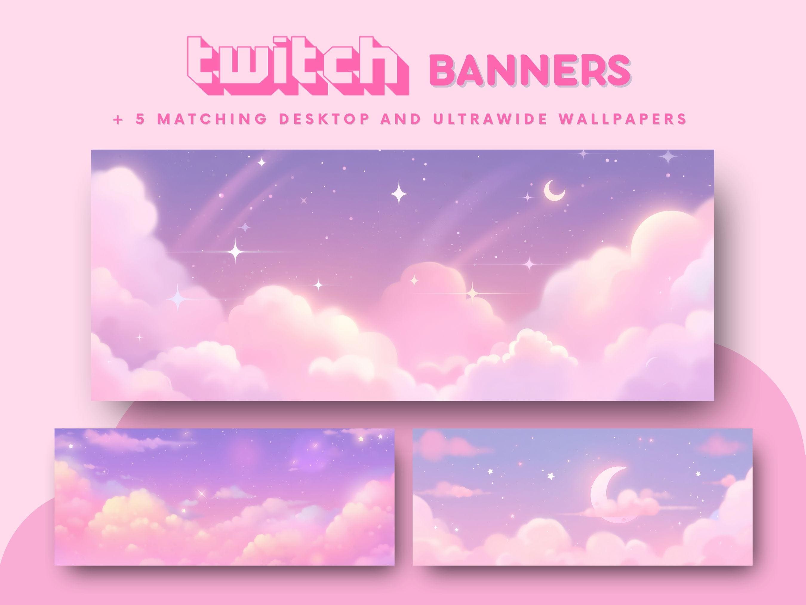 Dreamy clouds twitch banner pastel sky streaming banner cozy twitch lofi aesthetic anime stream banners lofi twitch banner ghibli aesthetics