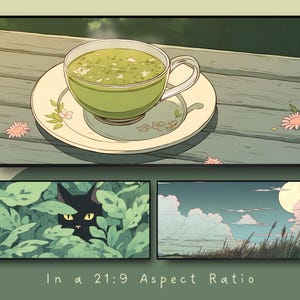 Papier peint vert matcha, papier peint matcha, papier peint chat noir, papier peint tulipe, amoureux du matcha, fond vert clair, esthétique verte image 8