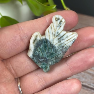 Beautiful Hand Carved Moss Agate Leaves From India