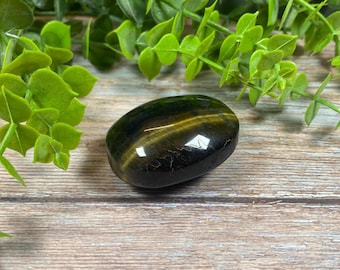 Blue Tiger's Eye Palm Stone, Polished Worry Stone (2.26oz)