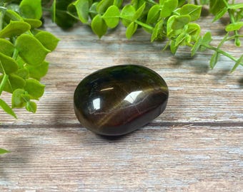 Blue Tiger's Eye Palm Stone, Polished Worry Stone