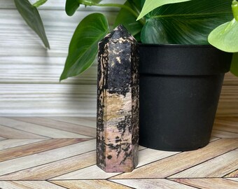 Natural Rhodonite Tower With Lots Of Veining