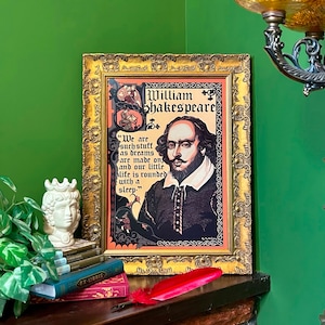 TheOldLibrary Original William Shakespeare Art Print / Author Quote Poster with original artwork by yours truly | Book Poster | Book Gift