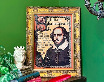 TheOldLibrary Original William Shakespeare Art Print / Author Quote Poster with original artwork by yours truly | Book Poster | Book Gift