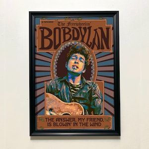 TheOldLibrary originele Bob Dylan Blowin in the Wind Art Print / Bob Dylan poster / quote poster / poster jaren 60 / volksmuziek