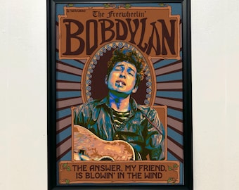 TheOldLibrary original Bob Dylan Blowin in the Wind Art Print / Bob Dylan Poster / Quote Poster / 60s poster / folk music
