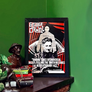 TheOldLibrary George Orwell Art Print / Author Quote Poster with original artwork by yours truly | Book Poster | Book Gift | Writer Poster