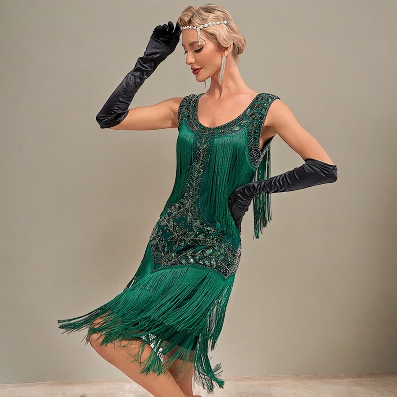1920s Vintage Flapper Fringe Beaded Dress – Great Gatsby Party Dress For Girls, Silk Fabric, Machine Washable - View #9