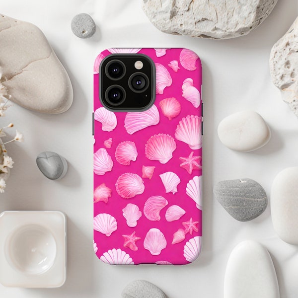 Pink Seashell Phone Case for Teenage Girl Gifts, Summer Phone Case, Pink Mermaidcore Phone Case for Coconut Girl, Summer Aesthetics