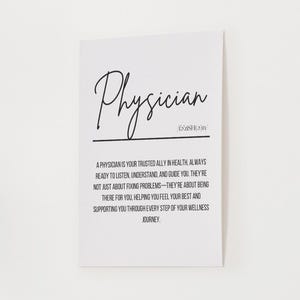 Physician Definition PNG, Printable Wall Art, National Physician Week, Digital Download, Office Decor, Physician Gift