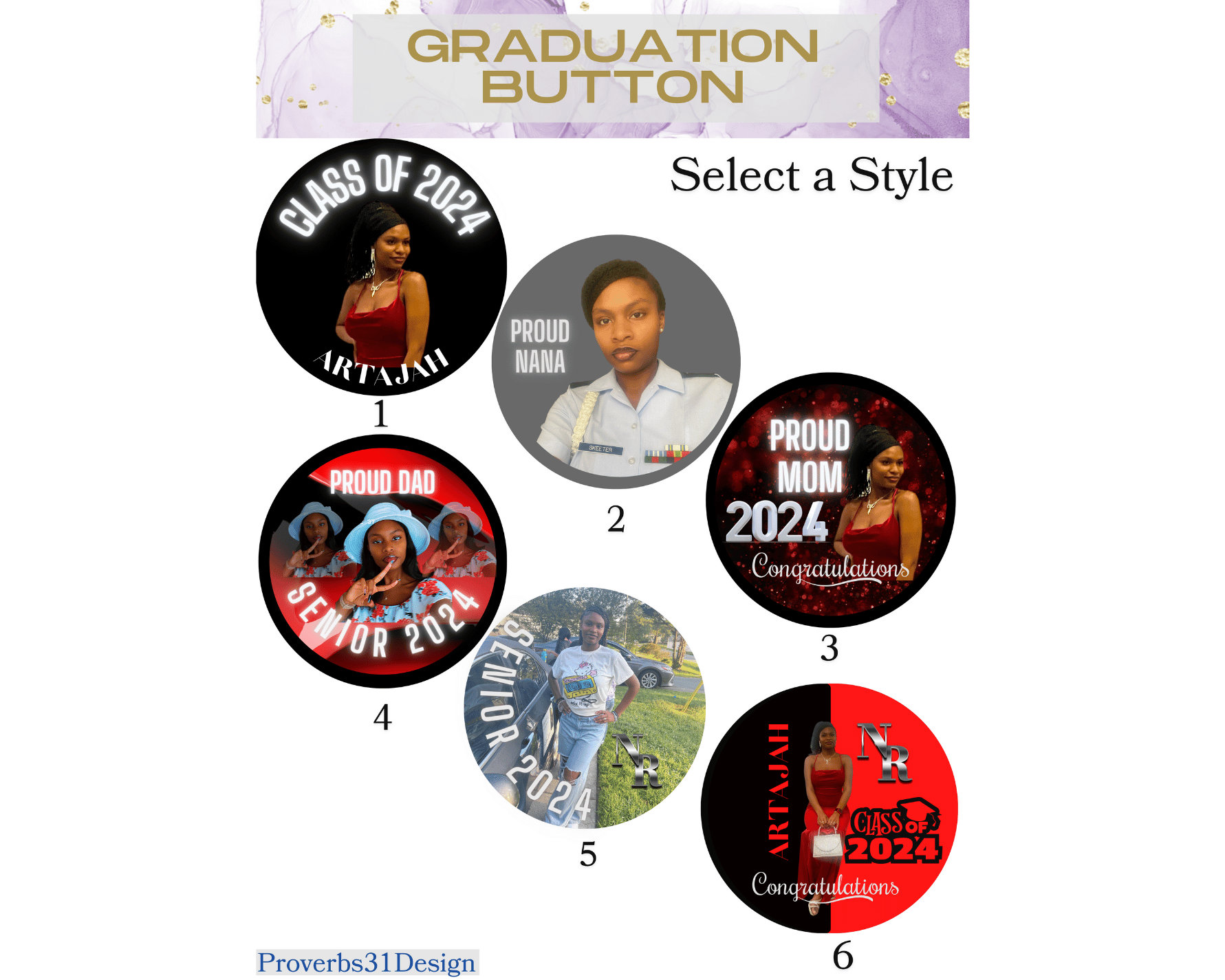 Custom Grad Buttons, Photo Buttons, Graduation Buttons, Custom Grad ...