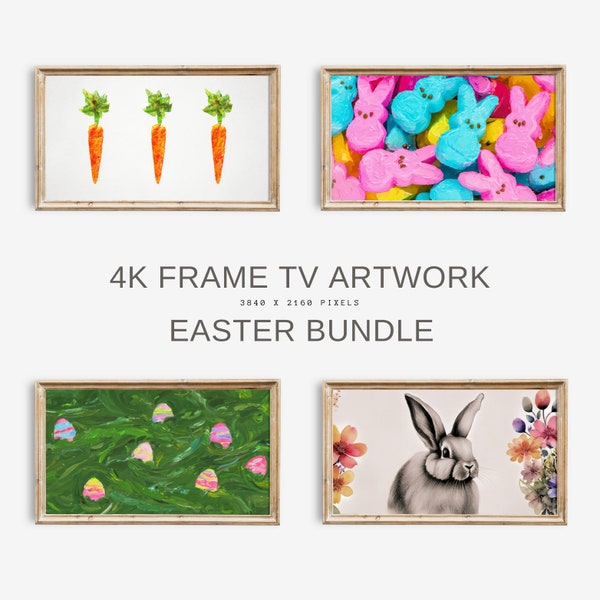 Easter Frame TV Art Bundle of 4 for Frame TV Easter Abstract Carrots, Peeps, Egg Hunt, Rabbit Artwork for TV Digital Art for Frame Tv Bunny