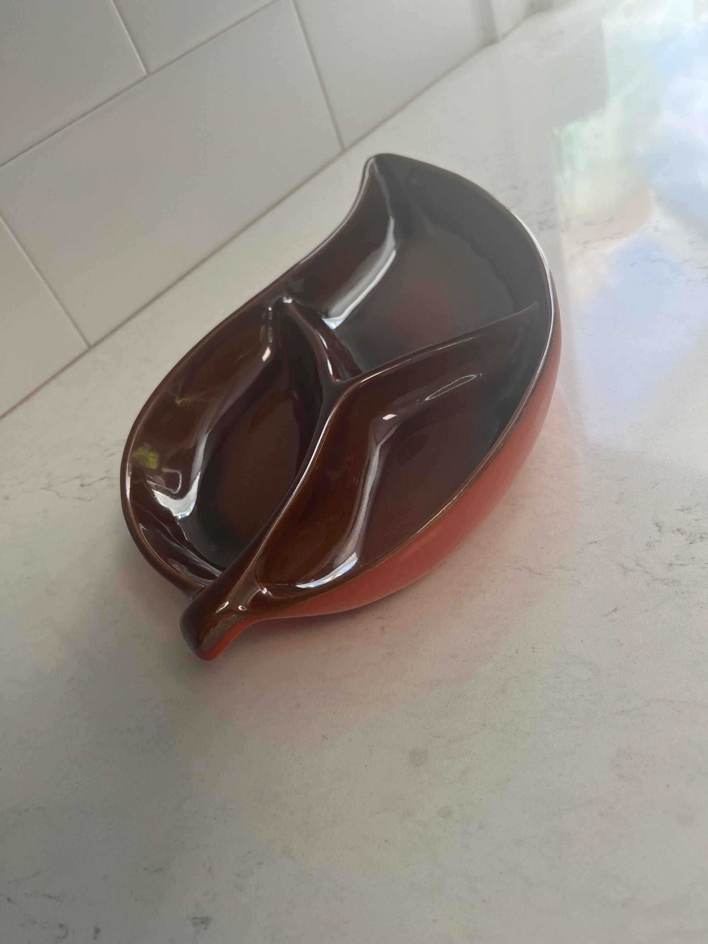 Vintage 1970’s Frankoma Leaf Fruit/Nut Dish.