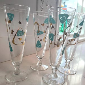 Vintage Federal Glass atomic amoeba boomerang glasses .  1950’s.