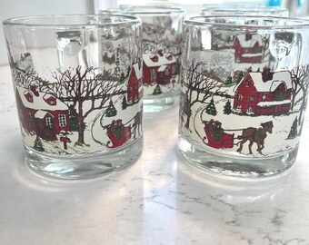 Vintage Libbey Holiday Mugs Set of Six.