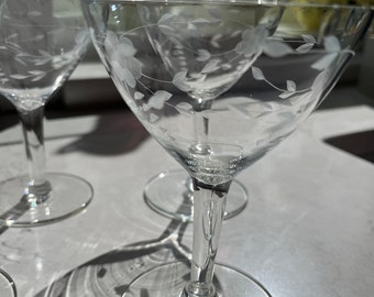 Vintage elegant glass martini glasses, set of four
