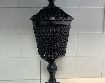 Indiana Glass Co Diamond Point Black Apthacary Compote.