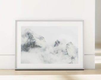 Dolomites Italy Fine Art Photo Print | Moody Nordic Wall Art | Mountain Clouds