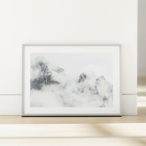 Clouded Mountain Peaks - Horizontal | Nordic Wall Decor | Dolomites Italy Travel Photo | Nature Fine Art Print