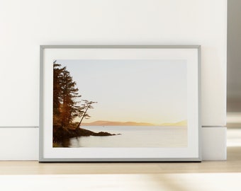 Pacific Northwest Fine Art Photo Print | Cabin Sunset Lake Life Wall Art | PNW Ocean Calm Nature Print