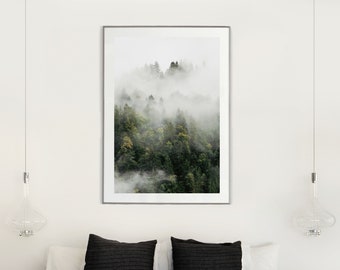 Misty Mountain Pines Fine Art Photo Print | Moody Nordic Forest Wall Art