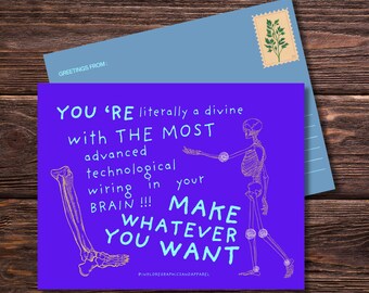 Motiverende kaart skelet | Tech Brain Humor-groet (A6-formaat)