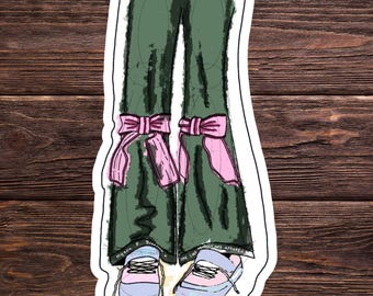 Sticker roze strikjeans, vinylsticker Y2K Coquette