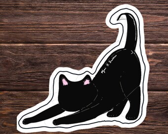 Sticker Black Cat: waterdichte vinylsticker Witchy Goth