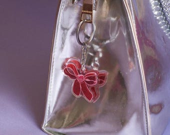 Rosa Schleife Schlüsselanhänger, Acryl Kokette Schlüsselanhänger, Taschenanhänger