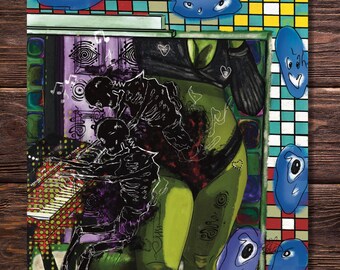 Herkomst Lied van Myasia Bradshaw Hedendaagse illustratie Kunstafdruk Muurdecoratie Pastelkleuren Inkt