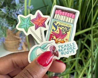 Set vinylstickers zeemeermin: glanzende laptopstickers, waterdichte stickers (3 stuks)