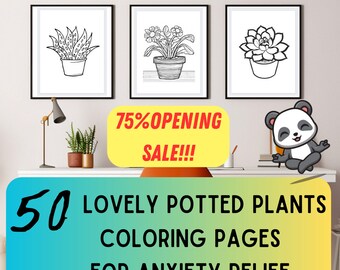INSTANTDOWNLOAD Cutie Potted Plants Coloring Page Printables