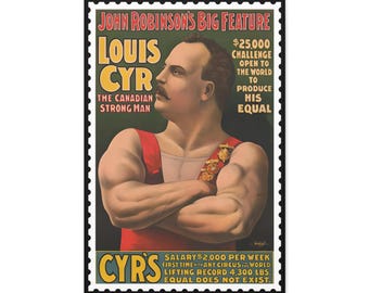 Louis Cyr Strongman Canvas Print | Retro Circus Wall Art