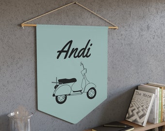 Name Motorcycle Pennant Banner - Custom Wall Hanging Art