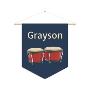 Personalized Bongo Drums Pennant Banner - Custom Wall Hanging Art