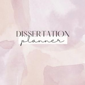 May include: A white background with a watercolor effect in shades of pink and purple. The text "DISSERTATION planner" is written in black.