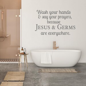 Fun Scripture Bathroom Wall Decal Christian Vinyl Wall Words Powder Room Bible Quote Decal Wall ...