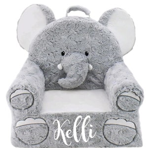 Cozy  Custom Elephant Chair for Baby Toddler- Add Name- Machine Washable. Cute Gift for Her Him. Baby Shower- First Birthday