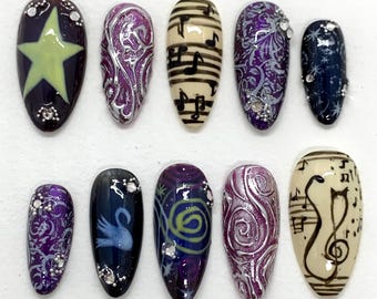 Hand Painted Press On Nails "Roseblood"｜Qualité premium｜Mazzy Star Inspired