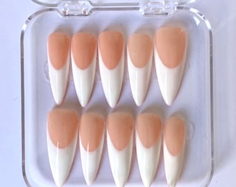 Hand Painted French tip Press On Nails｜Premium Gel Hand-Crafted Fake Nails • Luxury Nails •