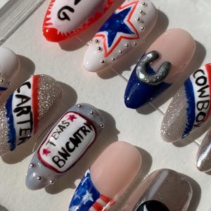 Cowboy Carter Star Sprangled Banner Handmade Press On Nails｜Premium Gel Hand-Crafted Fake Nails • Luxury Nails •  3D effect
