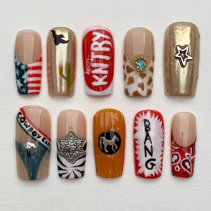 Cowboy Carter ‘Desert Eagle’ Inspired Press On Nails｜Premium Gel Hand-Crafted Fake Nails • Luxury Nails • Hand Painted Nail Art