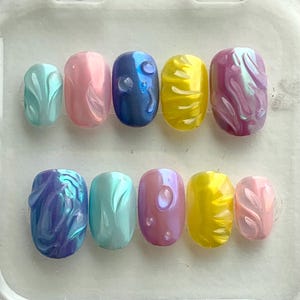 Opalescent Shell Press on nails | Luxury Handmade Gel Press on nails Fake Nails Chrome nails Summer Nail Art 3D